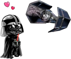 Darth Vader SD Caricature and his TIE Fighter Mini Drone