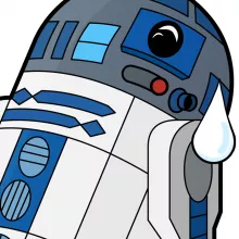 Tazza con maniglia e interno colorato (Nero) - Parodia Star Wars - R2-D2 (Tazza di qualità premium - Stampata in Francia - Rif : 382)