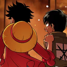Sac bandoulière parodie One Piece - Luffy, Kaido, Eren Jager et le Titan Colossal - Un Combat Titanesque piraté... !! (Sac bandoulière de qualité supérieure - imprimé en France)