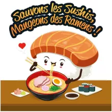 T-shirt Enfant Fille Humoristique « Sauvons les Sushis !! » – Parodie Funny