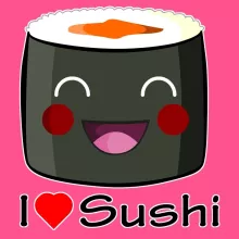Débardeur Enfant Fille « I Love Sushi ! » – Parodie Japon Culture