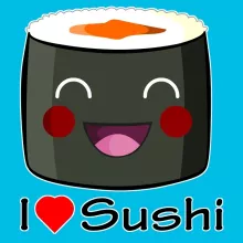 T-shirt Enfant Fille « I Love Sushi ! » – Parodie Japon Culture