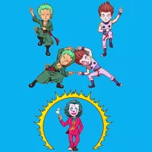 Hisoka Baby T-shirt “Hisoka, Der Joker und Zorro” – Parodie auf One Piece