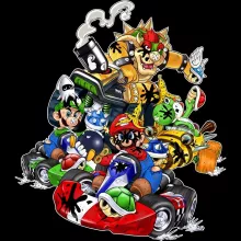 Gorro Bowser “Bowser, Mario, Luigi y Yoshi” – Parodia de Mario Kart