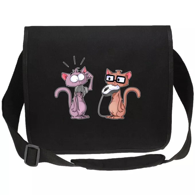 Sacs étudiant canvas Parodie Funny Face Chat geek :) - Humour - Geek Cat