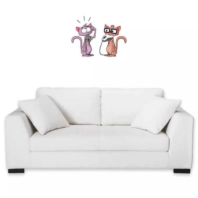 Stickers Déco Parodie Funny Face Chat geek :) - Humour - Geek Cat