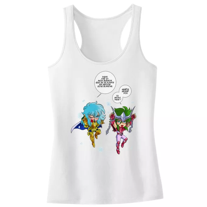 Débardeur Enfant Fille Parodie Saint Seiya Attends que je t'attrape !! - Shun d'Andromède, Aphrodite chevalier d'or des Poissons