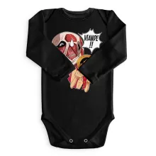 Body bébé manches longues Titan Colossal VS Luffy « Steak Titanesque... » – Parodie One Piece