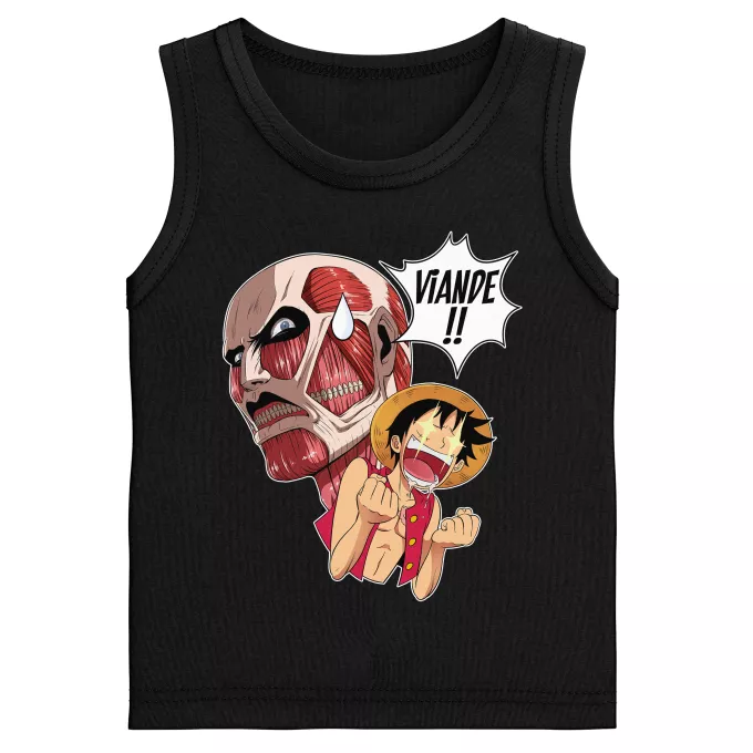 Débardeurs Enfants Garçons Parodie One Piece Steak Titanesque... - Titan Colossal VS Luffy