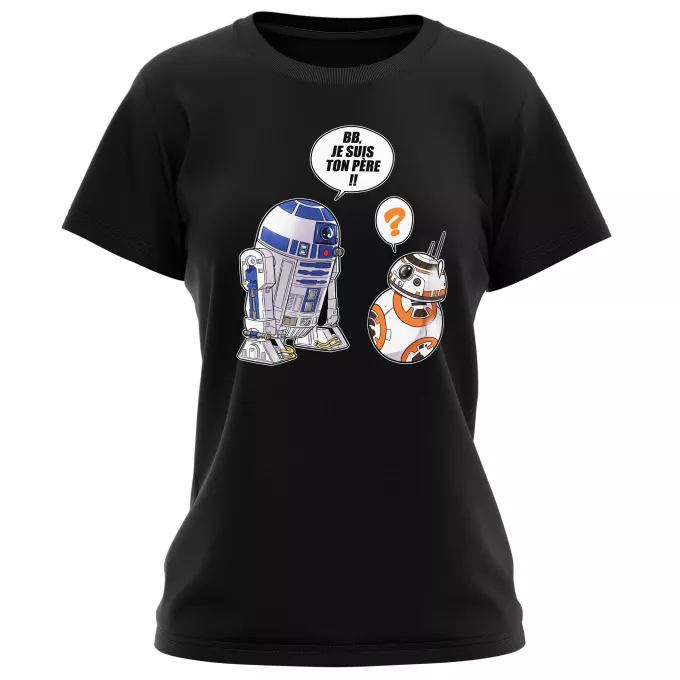 T-shirts Femmes Parodie Star Wars BB, je suis ton père (SD Edition) - R2-D2, BB-8