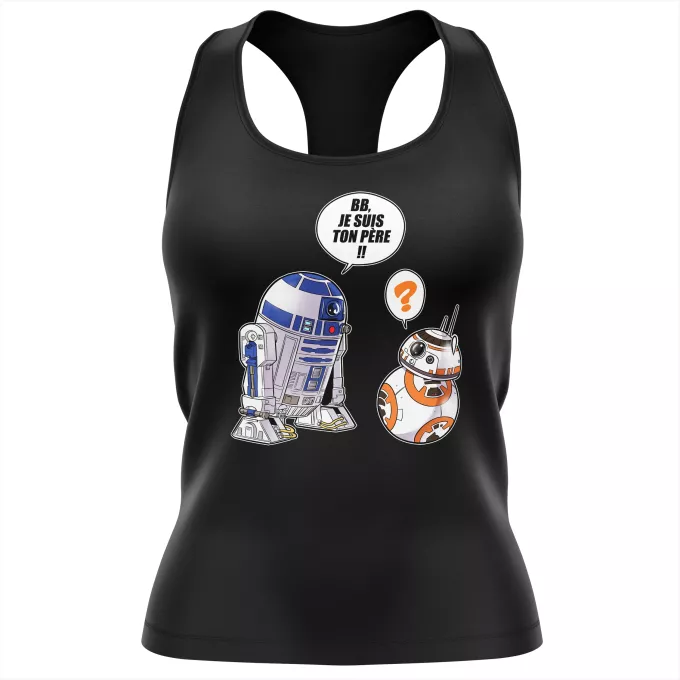 Débardeur Femme Parodie Star Wars BB, je suis ton père (SD Edition) - R2-D2, BB-8