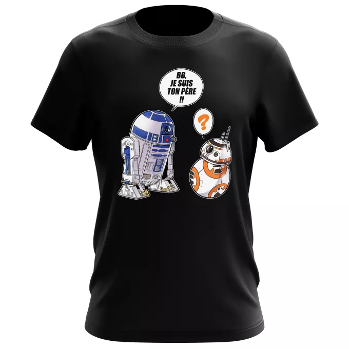 T-shirts Hommes Parodie Star Wars BB, je suis ton père (SD Edition) - R2-D2, BB-8