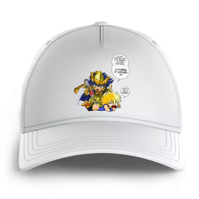 Casquettes Enfants Parodie Saint Seiya Non ! Pas la piqûre ! - Hyoga du cygne, Milo chevalier d'or du Scorpion
