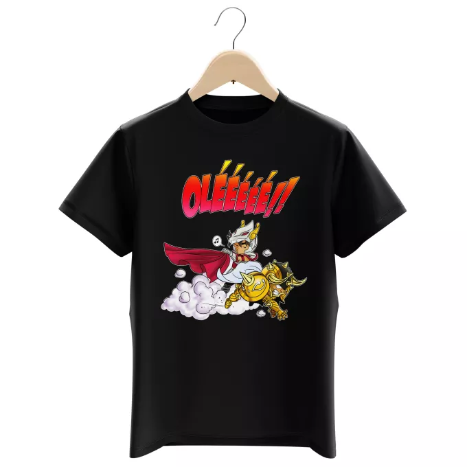 T-shirts för barn Parodi Knights of the Zodiac Aldebaran av Taurus och Seiya av Pegasus