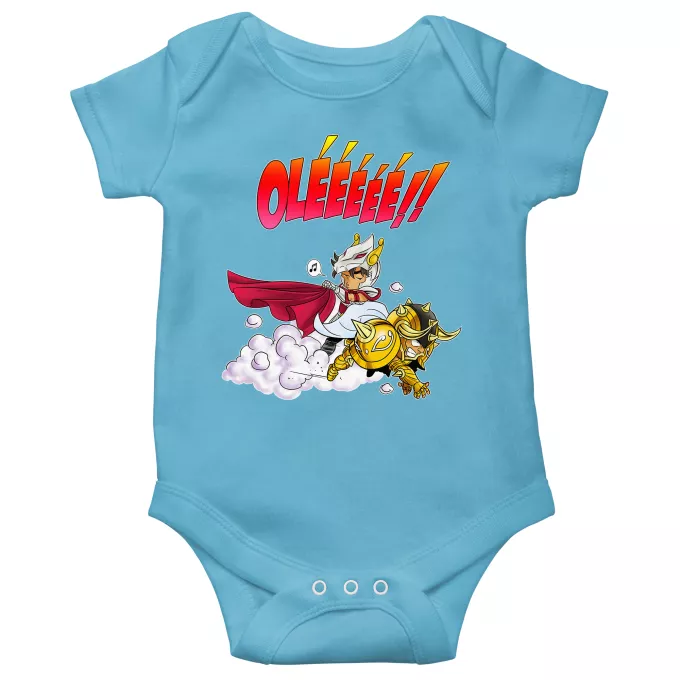Body baby korta ärmar (pojkar) Parodi Knights of the Zodiac Aldebaran av Taurus och Seiya av Pegasus