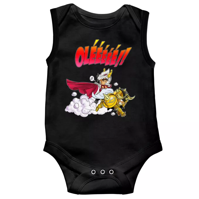 Body baby Ärmlös Parodi Knights of the Zodiac Aldebaran av Taurus och Seiya av Pegasus