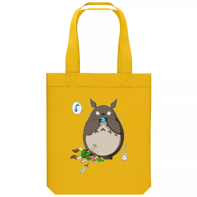 Organic Cotton Tote Bag Parody of Zelda Totoro and Link
