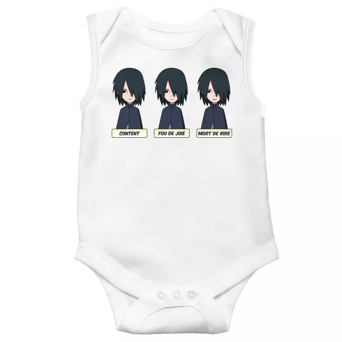 Body bébé sans manches Parodie Naruto Toujours aussi expressif... - Sasuke Uchiwa