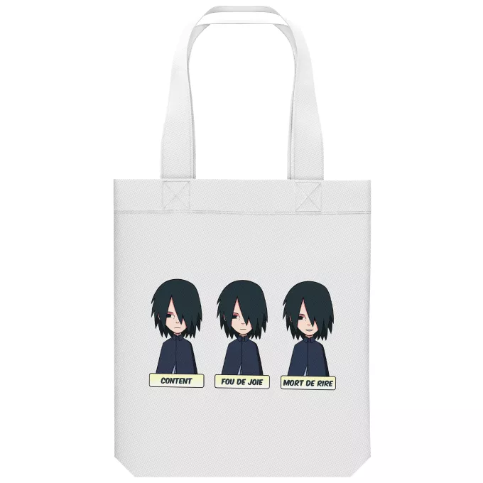 Sac Tote Bag en coton Bio Parodie Naruto Toujours aussi expressif... - Sasuke Uchiwa