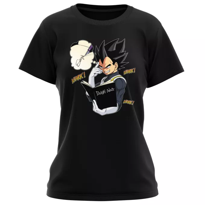 T-shirts Femmes Parodie Dragon Ball Super Une idée fixe... - Végéta de Dragon Ball Super, le Death Note