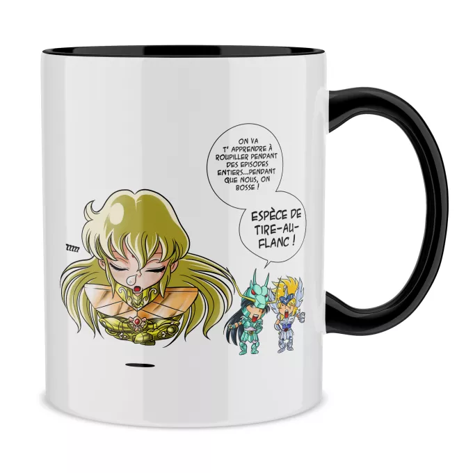 Mugs Parodie Saint Seiya La technique interdite: le Roupillon du Lotus !! - Shiryu du Dragon, Hyoga du Cygne, Shaka
