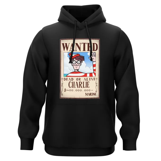 Sweat-shirts à Capuche Parodie Où est Charlie Mystérieux Wanted - Charlie à la sauce One Piece Wanted