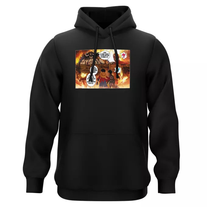 Sweat-shirts à Capuche Parodie One Piece Un Combat titanesque... - Luffy Vs Kaido aka Eren, le Titan Colossal
