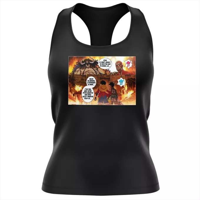 Débardeur Femme Parodie One Piece Un Combat titanesque... - Luffy Vs Kaido aka Eren, le Titan Colossal