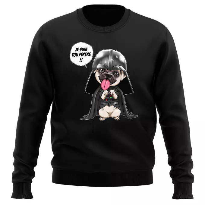 Pulls Parodie Star Wars Je suis ton pépère... !! - Dark Vadog, le Carlin se prenant pour Dark Vador