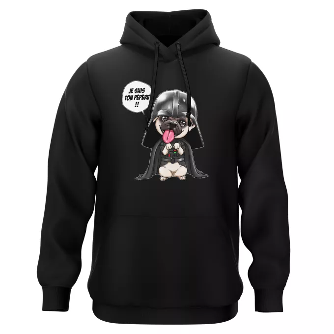 Sweat-shirts à Capuche Parodie Star Wars Je suis ton pépère... !! - Dark Vadog, le Carlin se prenant pour Dark Vador