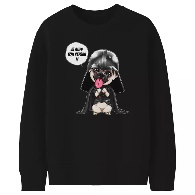 Pulls Enfants Parodie Star Wars Je suis ton pépère... !! - Dark Vadog, le Carlin se prenant pour Dark Vador
