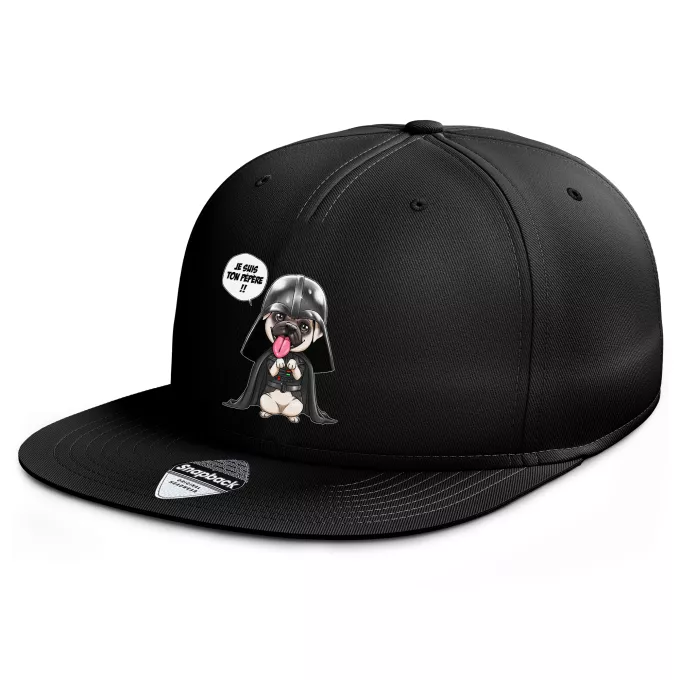 Casquette Rap Snapback Parodie Star Wars Je suis ton pépère... !! - Dark Vadog, le Carlin se prenant pour Dark Vador
