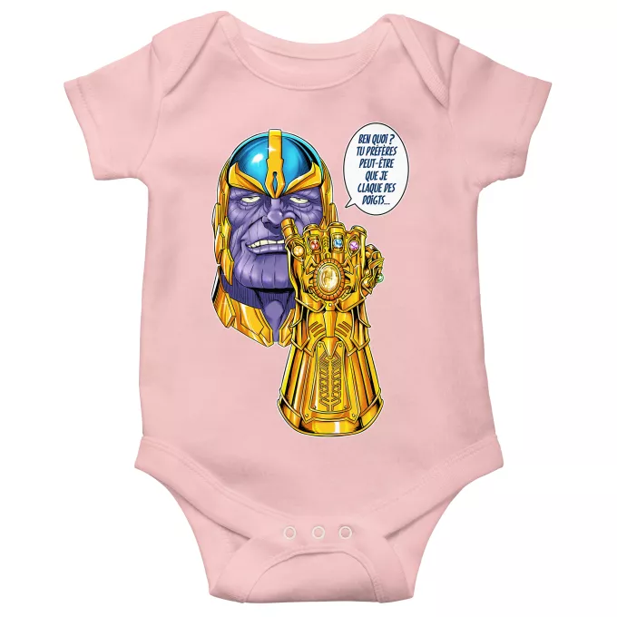 Body bébé manches courtes (Filles) Parodie Thanos Une menace (pas) très sérieuse... - Thanos le Super-Vilain d'Avengers