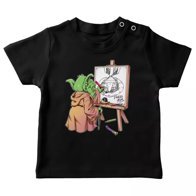 Baby T-shirts Parodi One Piece Eiichiro Yoda drar Luffy upp och ner.