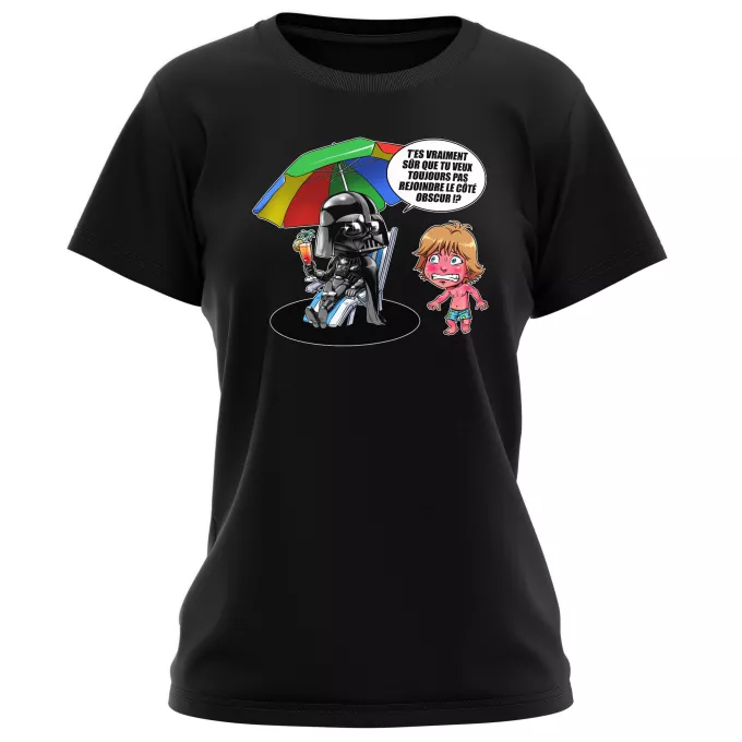 T-shirts Femmes Parodie Star Wars Le pouvoir du côté Obscur... - Luke Skywalker, Dark Vador, le côté obscur