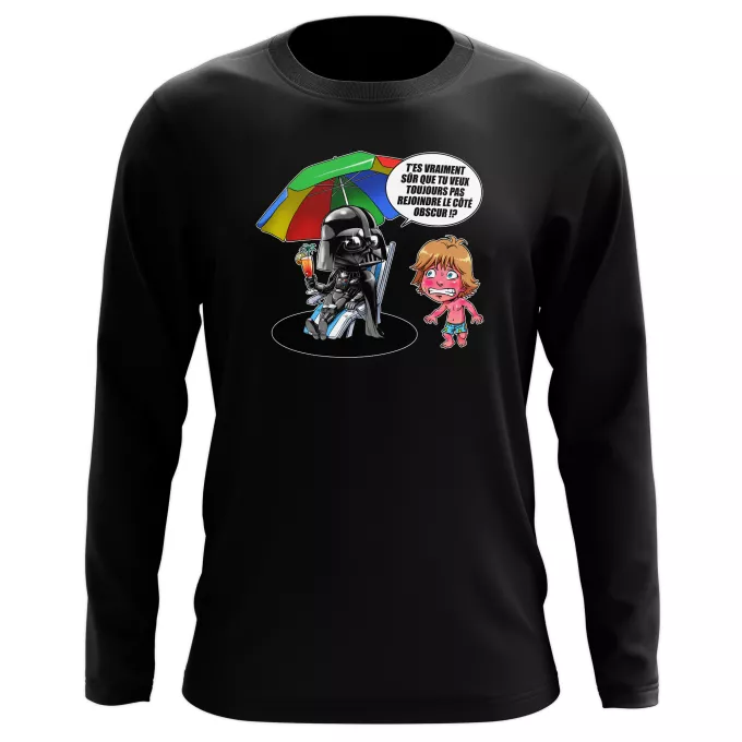 T-Shirts manches longues Parodie Star Wars Le pouvoir du côté Obscur... - Luke Skywalker, Dark Vador, le côté obscur