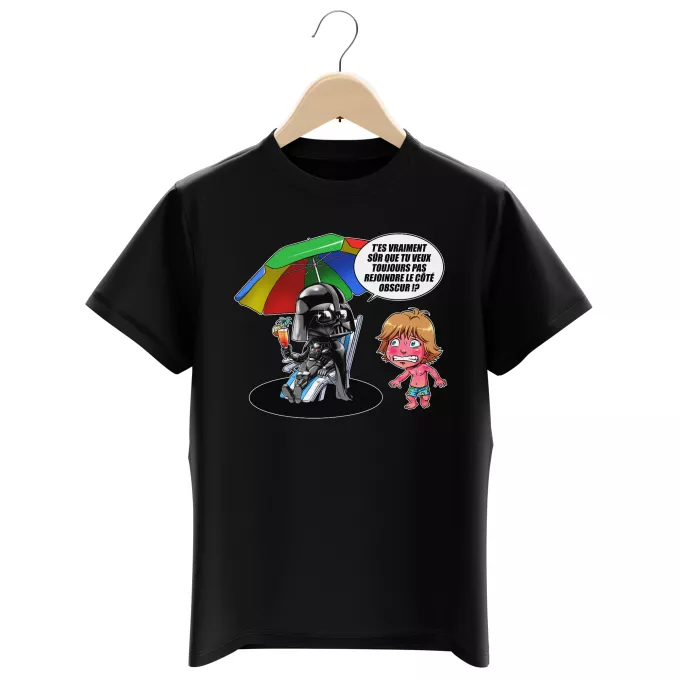 T-shirts Enfants Garçons Parodie Star Wars Le pouvoir du côté Obscur... - Luke Skywalker, Dark Vador, le côté obscur