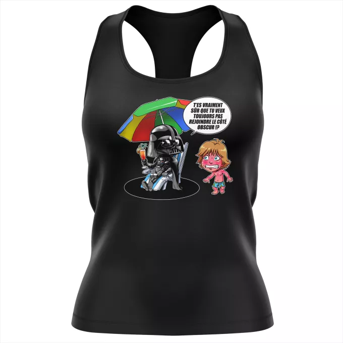 Débardeur Femme Parodie Star Wars Le pouvoir du côté Obscur... - Luke Skywalker, Dark Vador, le côté obscur