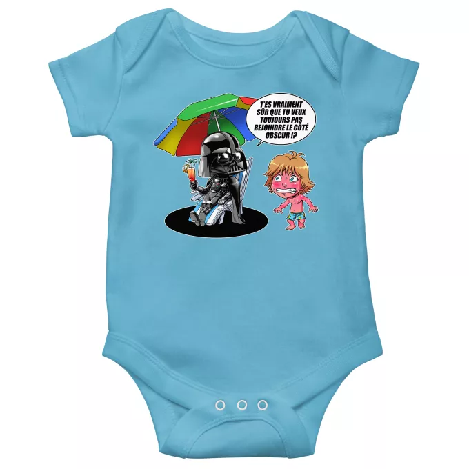 Body bébé manches courtes (garçons) Parodie Star Wars Le pouvoir du côté Obscur... - Luke Skywalker, Dark Vador, le côté obscur