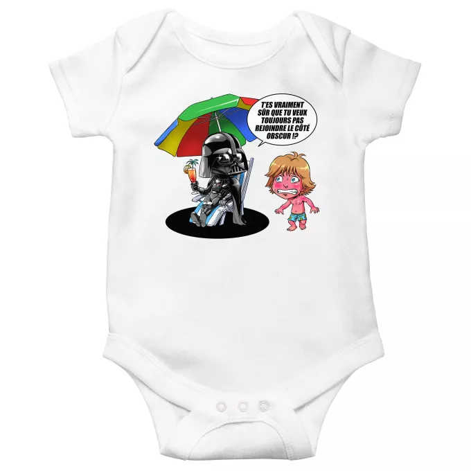Body bébé manches courtes Parodie Star Wars Le pouvoir du côté Obscur... - Luke Skywalker, Dark Vador, le côté obscur