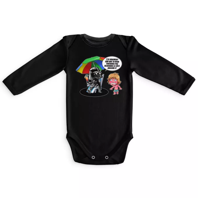 Body bébé manches longues Parodie Star Wars Le pouvoir du côté Obscur... - Luke Skywalker, Dark Vador, le côté obscur