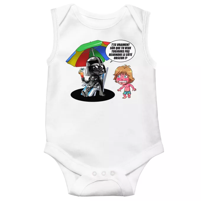 Body bébé sans manches Parodie Star Wars Le pouvoir du côté Obscur... - Luke Skywalker, Dark Vador, le côté obscur