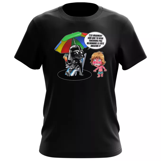 T-shirts Hommes Parodie Star Wars Le pouvoir du côté Obscur... - Luke Skywalker, Dark Vador, le côté obscur