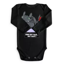 Body bébé manches longues Krokmou « Quand faut y aller... Faut y aller !! » – Parodie Dragons