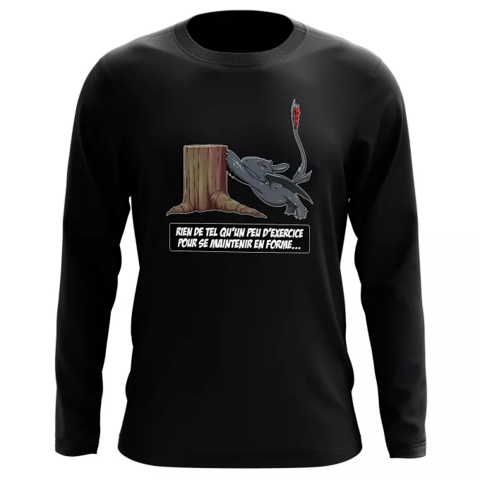 T-Shirts manches longues Parodie Dragons Rien de tel qu'un peu d'exercice pour se maintenir en forme... - Krokmou