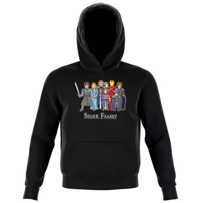 Kinder Kapuzenpullover Parodie auf Game of Thrones Eddard, Catelyn, Robb, Sansa, Arya, Brian, Rickon und Tony Stark