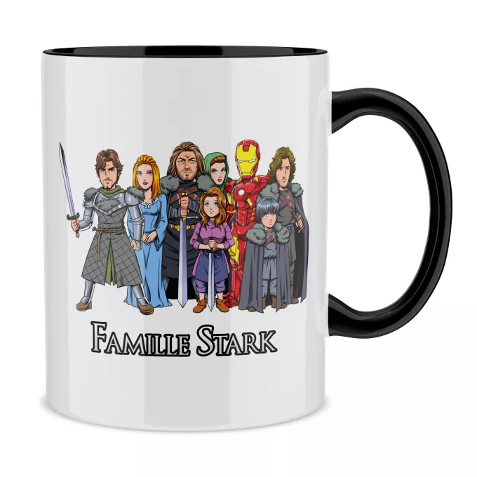 Mugs Parodie Iron Man La Famille Stark au complet ! - Eddard, Catelyn, Robb, Sansa, Arya, Brian, Rickon, Tony Stark