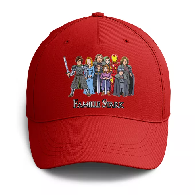 Casquettes Parodie Iron Man La Famille Stark au complet ! - Eddard, Catelyn, Robb, Sansa, Arya, Brian, Rickon, Tony Stark