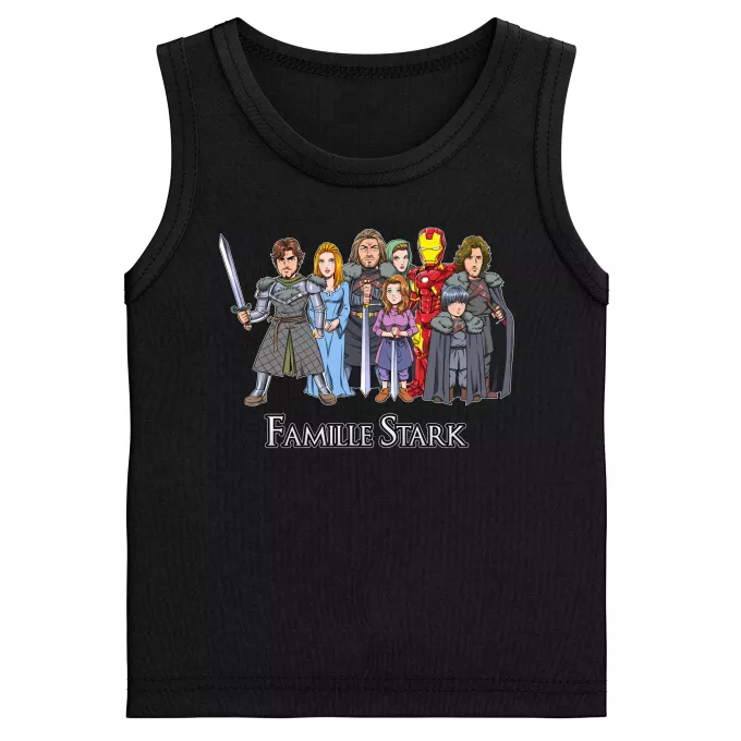 Débardeurs Enfants Garçons Parodie Iron Man La Famille Stark au complet ! - Eddard, Catelyn, Robb, Sansa, Arya, Brian, Rickon, Tony Stark