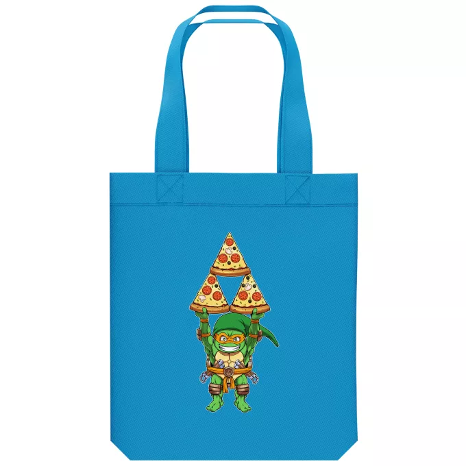 biologisch katoenen draagtas (Tote Bag) Parodie Zelda Michelangelo aka Link